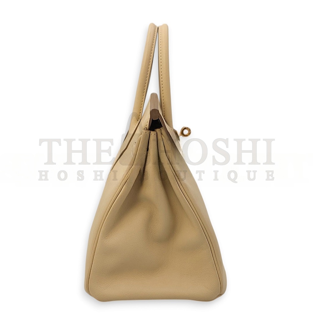 H**me5 BIRKIN 30 SWIFT LEATHER TRENCH COAT GREY GOLD BUTTONS BAG H049362CC01 (30*23*15cm) Master Quality